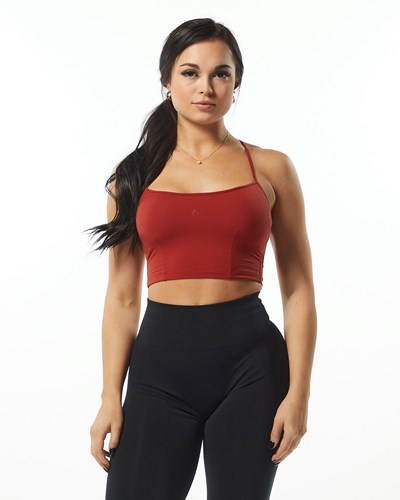 Cherry Alphalete Camisole Y-Back Crop Tank | 89065-PXZN