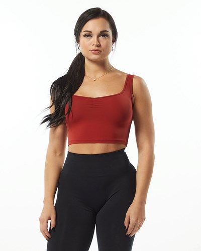 Cherry Alphalete Fitted Square Neck Tank | 69278-HSGN