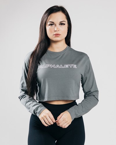 Concrete Alphalete Oversized Performance Long Sleeve Crop | 91208-UZYQ
