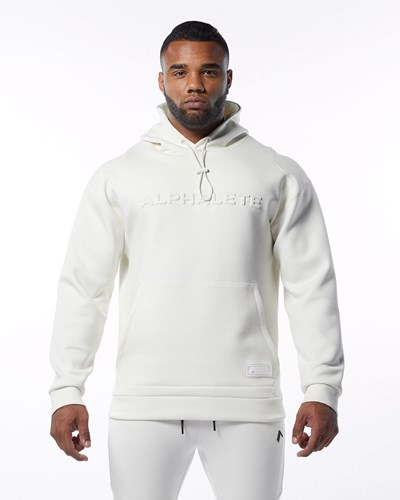 Cream Alphalete Interlock Knit Hoodie | 50867-NXTV