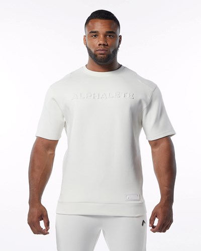 Cream Alphalete Interlock Knit Pullover | 57628-QSLG