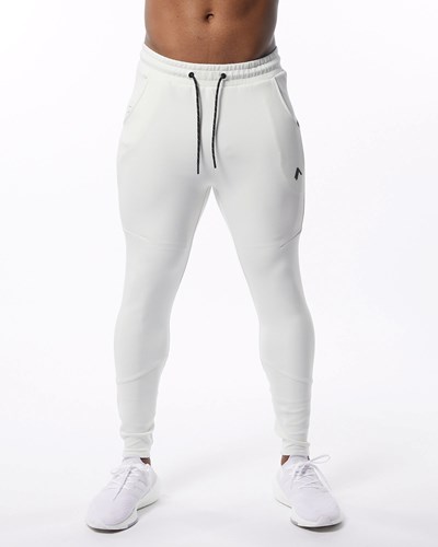 Cream Alphalete Interlock Knit Zip Jogger | 84290-JRUC