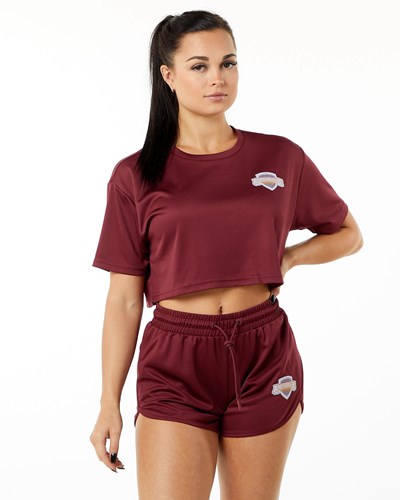 Crimson Alphalete Oversized Crop Jersey | 03872-FTLU