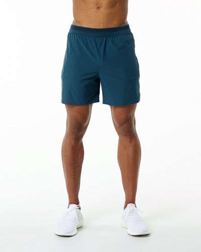 Dark Blue Alphalete Woven Training Short | 97306-IEBO
