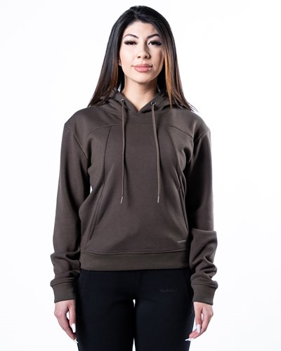 Dark Brown Alphalete Luxury Velvet Lined Hoodie | 02654-LGZY