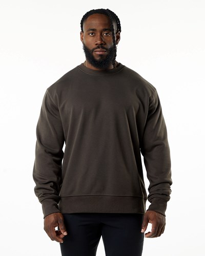 Dark Brown Alphalete Luxury Velvet Lined Sweater | 85730-HVSR