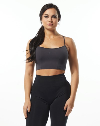 Dark Grey Alphalete Camisole Y-Back Crop Tank | 52861-VWOP