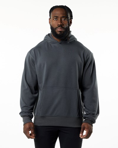 Dark Grey Alphalete Luxury Velvet Lined Hoodie | 53481-DXOY