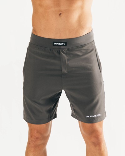 Dark Grey Alphalete Woven 4-Way Stretch 7" Short | 57068-XOHY