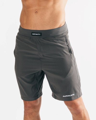 Dark Grey Alphalete Woven 4-Way Stretch 9" Short | 95024-NGTZ