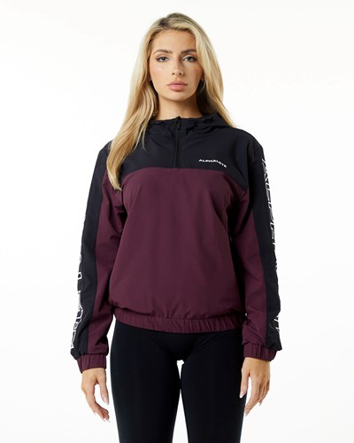 Dark Merlot Alphalete Woven Performance Jacket | 01764-MCQO