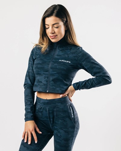 Dark Navy Camo Alphalete 4-Way Stretch Track Jacket | 86320-MFIL