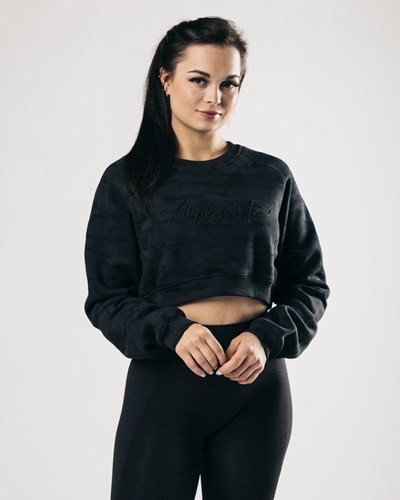 Darkest Hour Alphalete Oversized Fleece Cropped Sweater | 02346-ZEKI