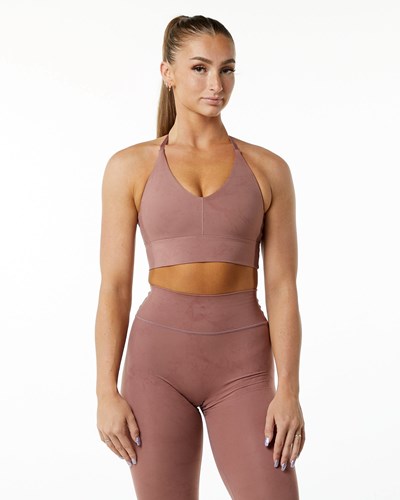 Dusty Rose Alphalete Medium-Impact Luxury Sports Bra | 20718-ELSI