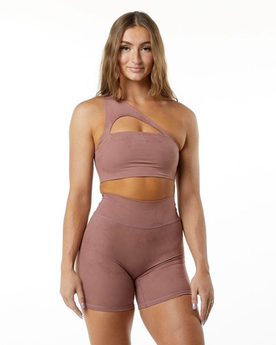 Dusty Rose Alphalete Medium-Impact Luxury Sports Bra | 29031-SURO