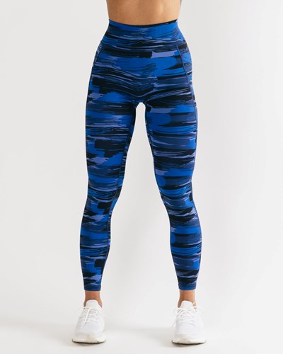 Electric Blue Canvas Camo Alphalete All-Purpose Legging | 98253-IDUO