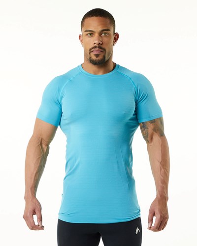 Faded Ocean Alphalete High Performance Seamless Short Sleeve Tee | 02169-SQAR