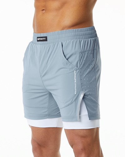 Fog Blue Alphalete Compression Lined Woven Training Short | 79281-PSHN
