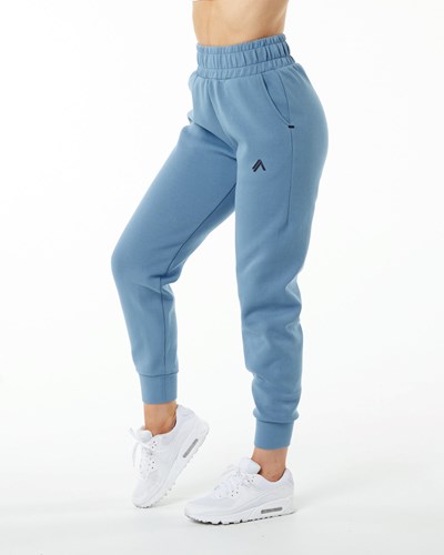 Fog Blue Alphalete Interlock Knit Cuffed Jogger | 49752-AZIK