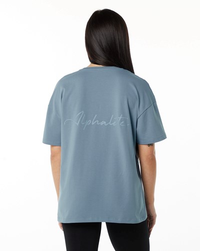 Fog Blue Alphalete Performance Short Sleeve | 23957-EYCU