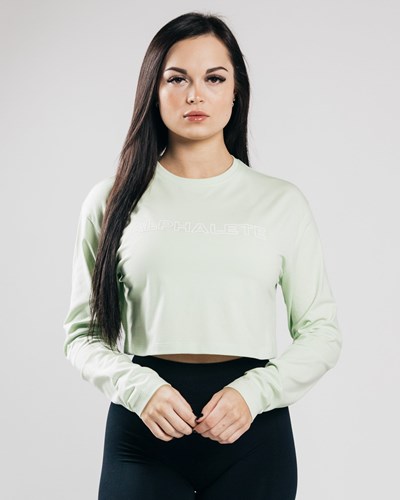 Frozen Spring Alphalete Oversized Performance Long Sleeve Crop | 34857-DFOZ