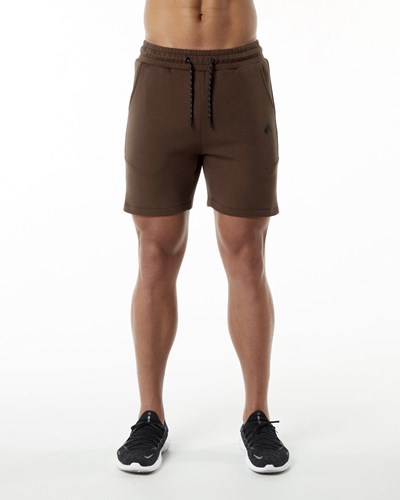 Fudge Brown Alphalete Interlock Knit 6" Short | 29846-BWGY