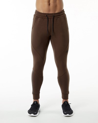 Fudge Brown Alphalete Interlock Knit Cuffed Jogger | 67583-PCYU