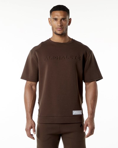 Fudge Brown Alphalete Relaxed Interlock Knit Pullover | 34570-YJLD