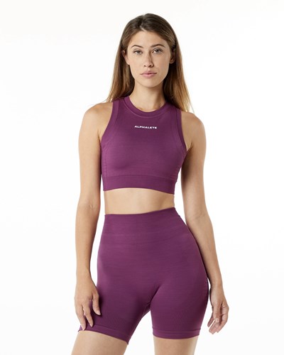Grape Alphalete High Performance Seamless Crop Bra | 06713-VBPO