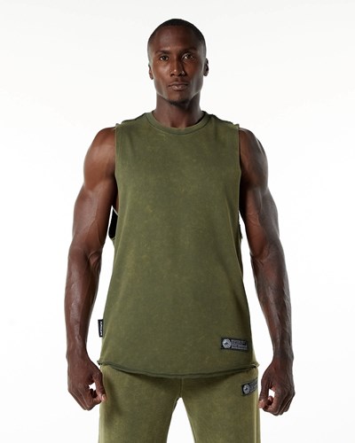 Green Aventurine Alphalete Mid-Weight Washed Terry Cutoff | 38296-ZHKP