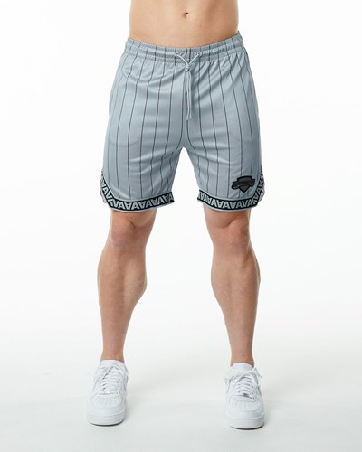 Grey Pinstripe Alphalete Jersey Knit Short | 92345-MJTE