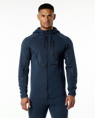 Harbor Navy Alphalete Interlock Knit Full-Zip Hoodie | 50876-OBKV