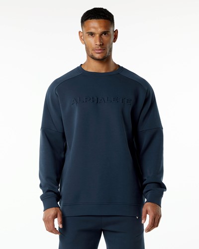 Harbor Navy Alphalete Relaxed Interlock Knit Pullover | 15276-HLIR