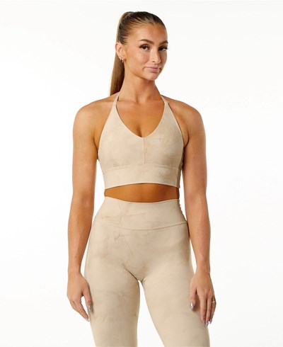 Hazelnut Alphalete Medium-Impact Luxury Sports Bra | 06591-WCGK