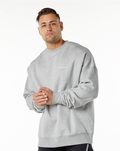Heather Grey Alphalete Brushed Fleece Crewneck Sweater | 10586-KCIU