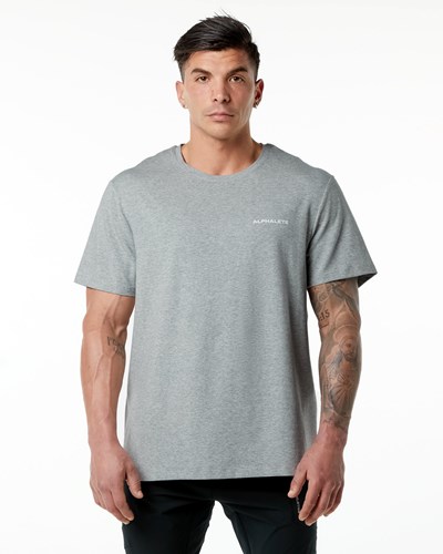 Heather Grey Alphalete Set-In Sleeve Tee | 65301-BFMQ
