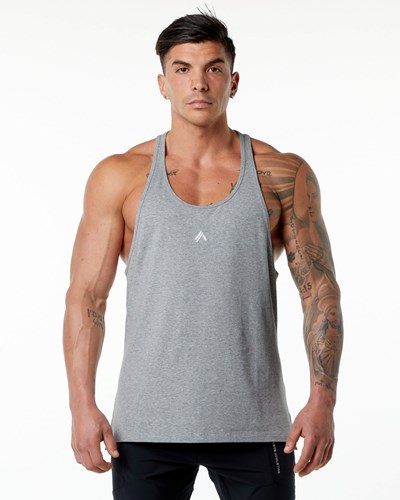 Heather Grey Alphalete Stepped Hem Stringer | 01243-RPTV