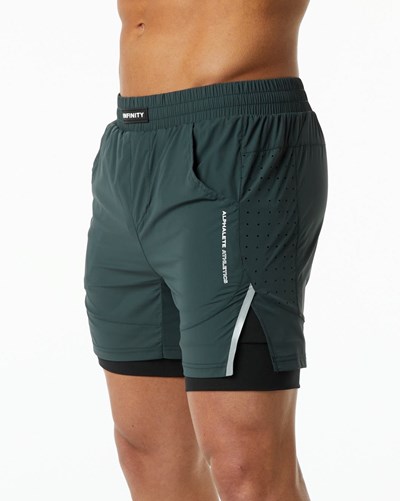 Hunter Green Alphalete Compression Lined Woven Training Short | 18274-VRYL