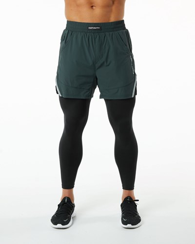 Hunter Green Alphalete Compression Lined Woven Training Short | 60873-FUHG