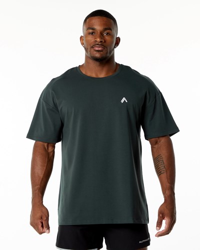 Hunter Green Alphalete Drop Shoulder Tee | 20843-NKYQ