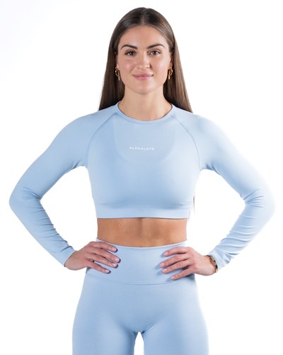 Ice Blue Alphalete Cropped Seamless Long Sleeve | 92036-KQHY