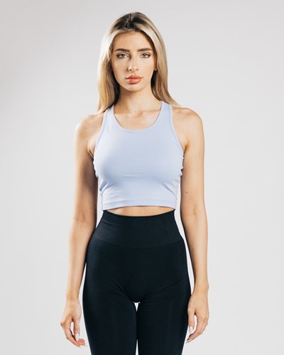 Ice Blue Alphalete Fitted Performance Crop Tank | 67428-PELJ