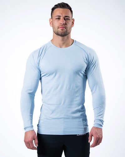 Ice Blue Alphalete High Performance Seamless Long Sleeve Tee | 60591-BUAL