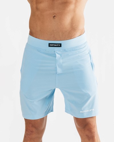 Ice Blue Alphalete Woven 4-Way Stretch 7" Short | 79328-EDSH
