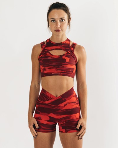 Infrared Canvas Camo Alphalete Medium Impact Bra | 21604-DPHA