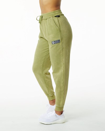 Jade Green Alphalete Heavyweight Washed Terry Jogger | 37190-LFER