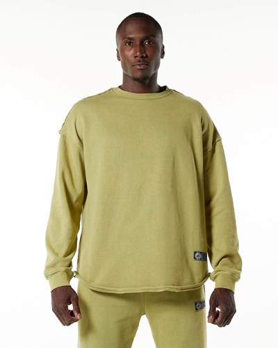 Jade Green Alphalete Heavyweight Washed Terry Pullover | 72834-SAXL
