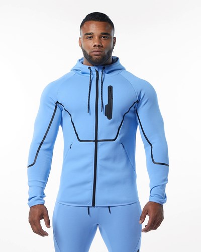 Light Blue Alphalete Interlock Knit Full-Zip Hoodie | 76508-KCZG