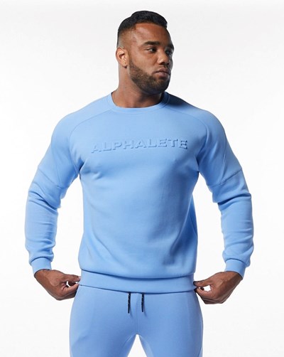 Light Blue Alphalete Interlock Knit Pullover | 76238-GZBN