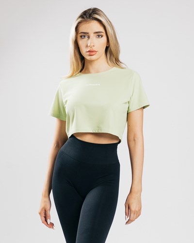 Light Green Alphalete Cropped Lightweight Short Sleeve | 07652-VERO